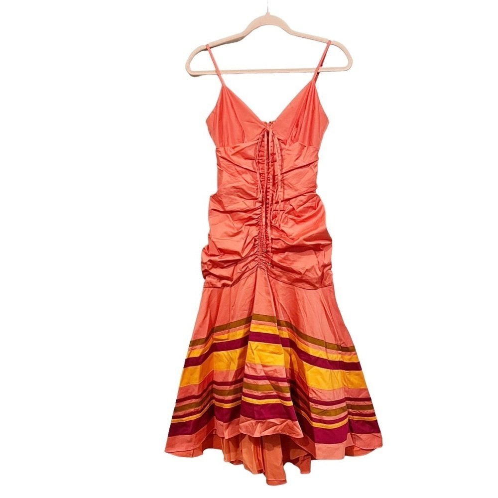 Veronica Beard Fitz Halter Dress sz: 0 XS Coral Sundress Summer Resort Vacation - Picture 2 of 8
